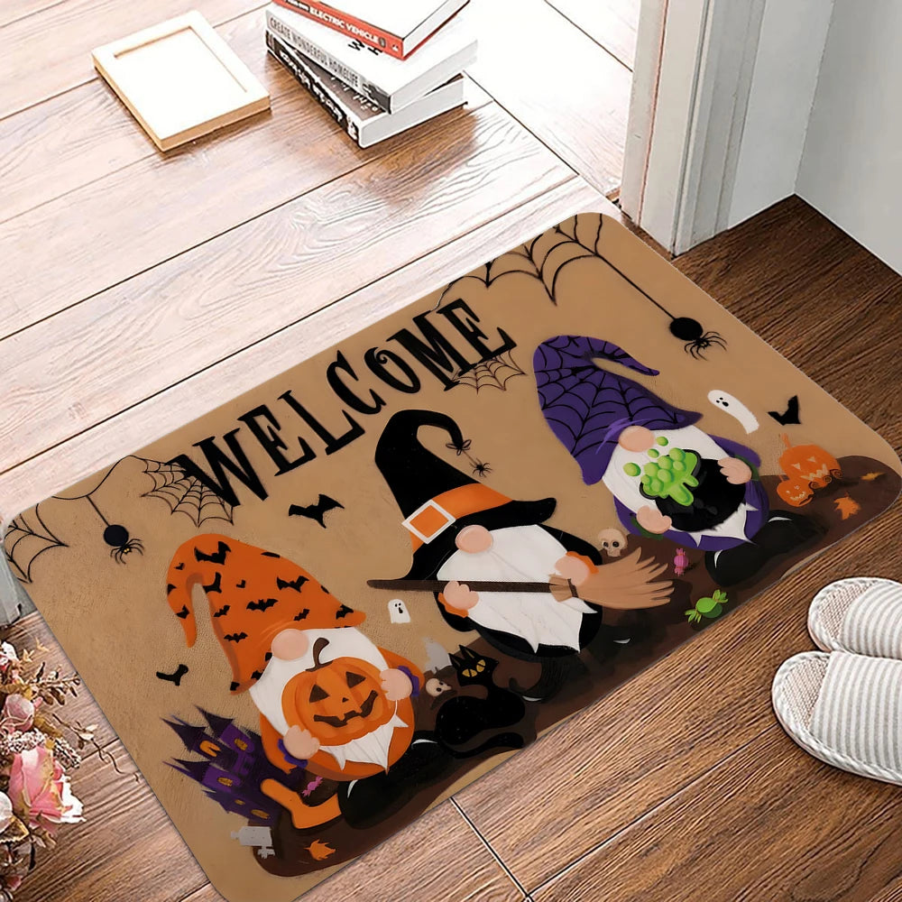 Halloween Ghost Pumpkin Printed Kitchen Carpet Living Room Dining Room Laundry Floor Mat Bath Balcony Hallway Non-slip Door Mat