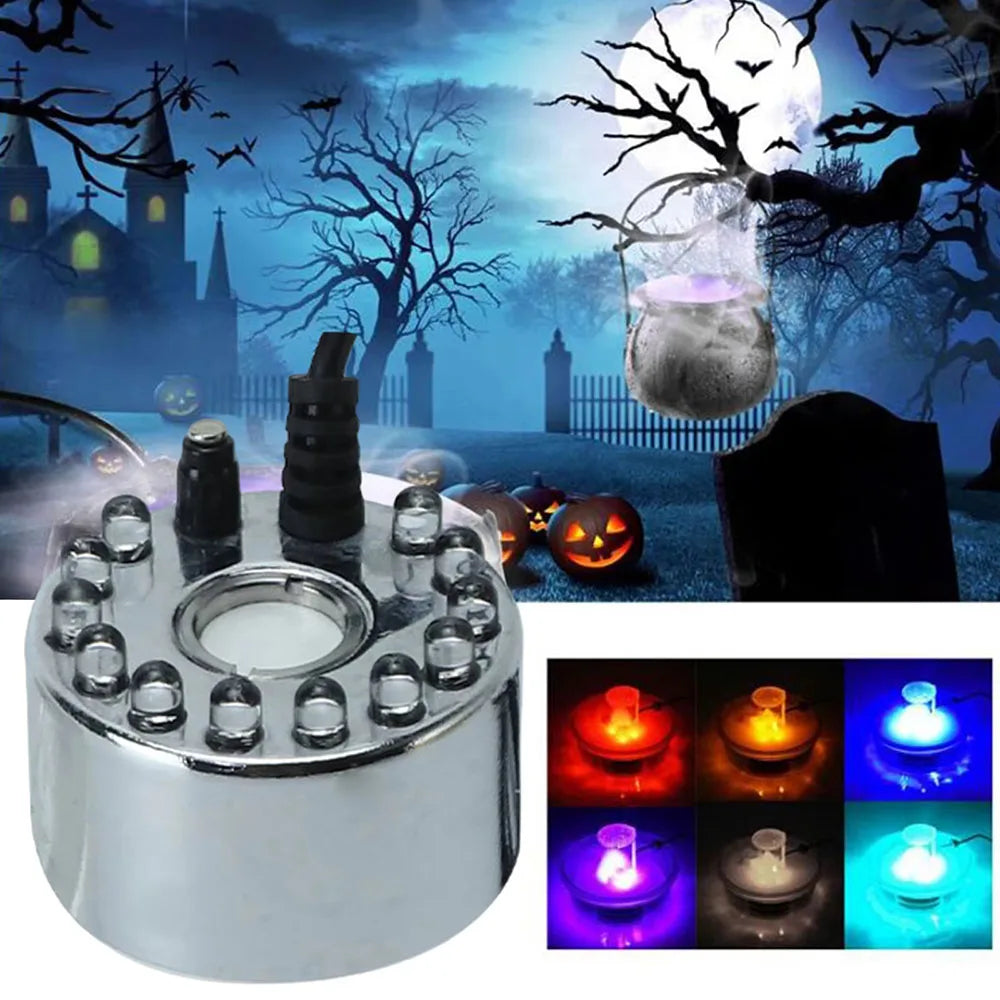 Halloween Smoke Fog Machine,Mini LED Pumpkin Light,Fogger Water Fountain Pond Fog Machine,Halloween Outdoor Decoration