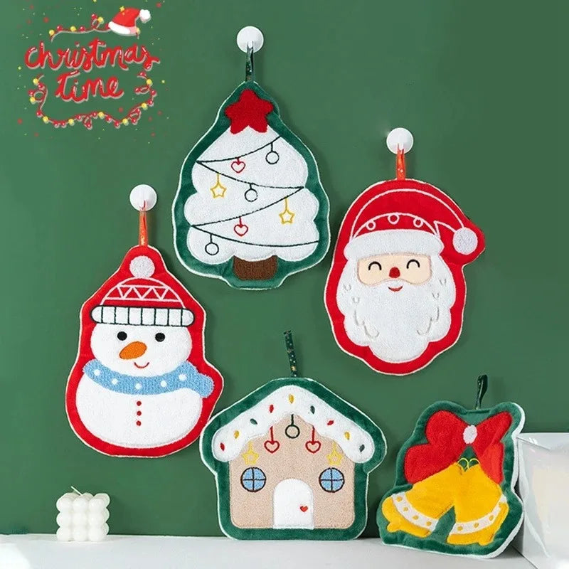 New Cartoon Snowman Christmas Towel - Coral Fleece Absorbent Cleaning Cloth for Kitchen Bathroom Xmas Gifts