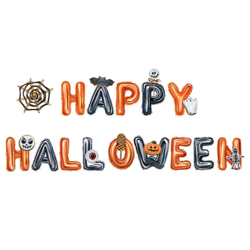 Halloween Letters Wall Stickers Self-adhesive PVC Pumpkin Head Happy Halloween Pattern Wall Decals for Home Festival Decoration