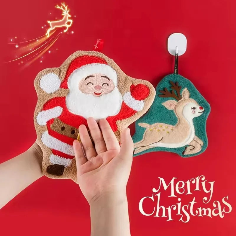 New Cartoon Snowman Christmas Towel - Coral Fleece Absorbent Cleaning Cloth for Kitchen Bathroom Xmas Gifts