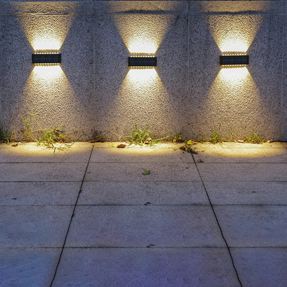 Solar Wall Lamp Outdoor 4/6/8/10/12/16LED Light Waterproof Up And Down Luminous Lighting Balcony Yard Garden Decoration Lights