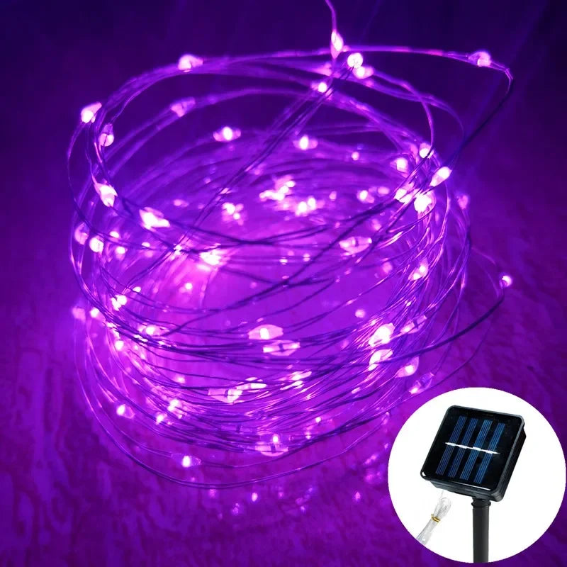 Led Solar Fairy String Lights 8 Modes Christmas Led Light Outdoor Garden Patio Wire Garland Light Christmas Lights