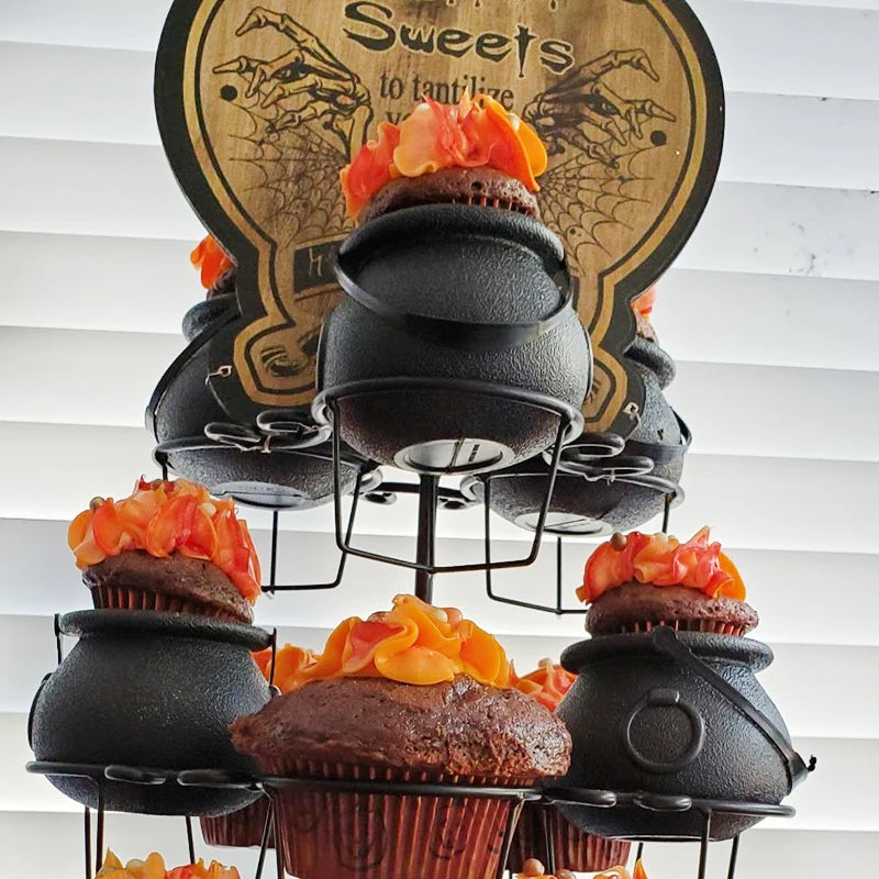 6/12/18pcs Halloween Candy Bucket Mini Black Candy Kettles Cauldron Pot Trick Or Treat Holder Halloween Party Decoration Prop