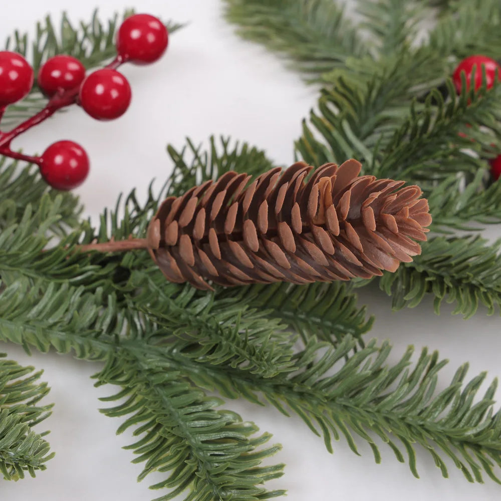 YeeNanee Realistic Christmas Spruce Garlands with Pinecone Red Berry Greenery Pineneedle Vine for Home Fireplace Mantle Decor