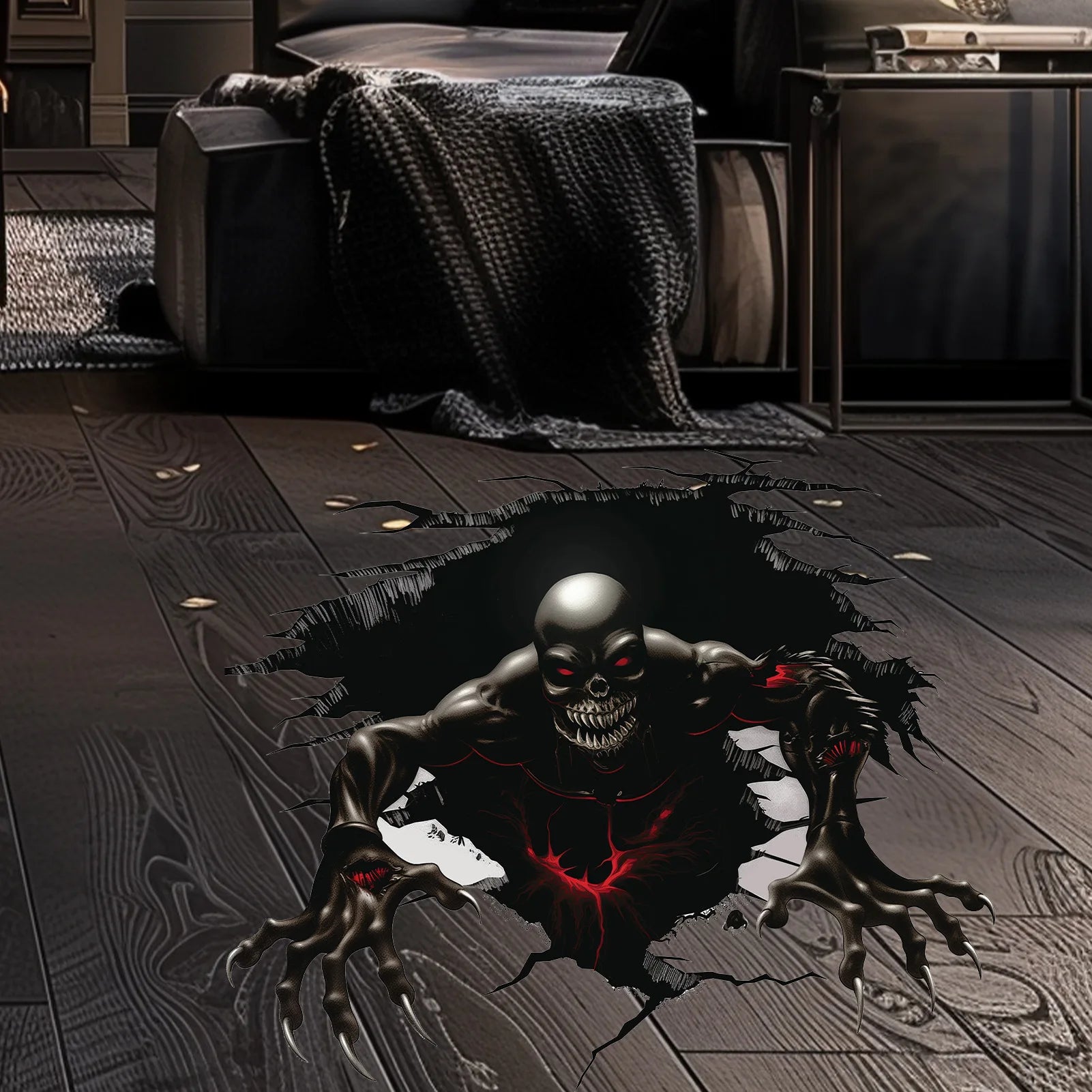 Halloween Wall Stickers Horror Thriller Broken Wall Zombie Theme Party Home Decoration Wall Stickers