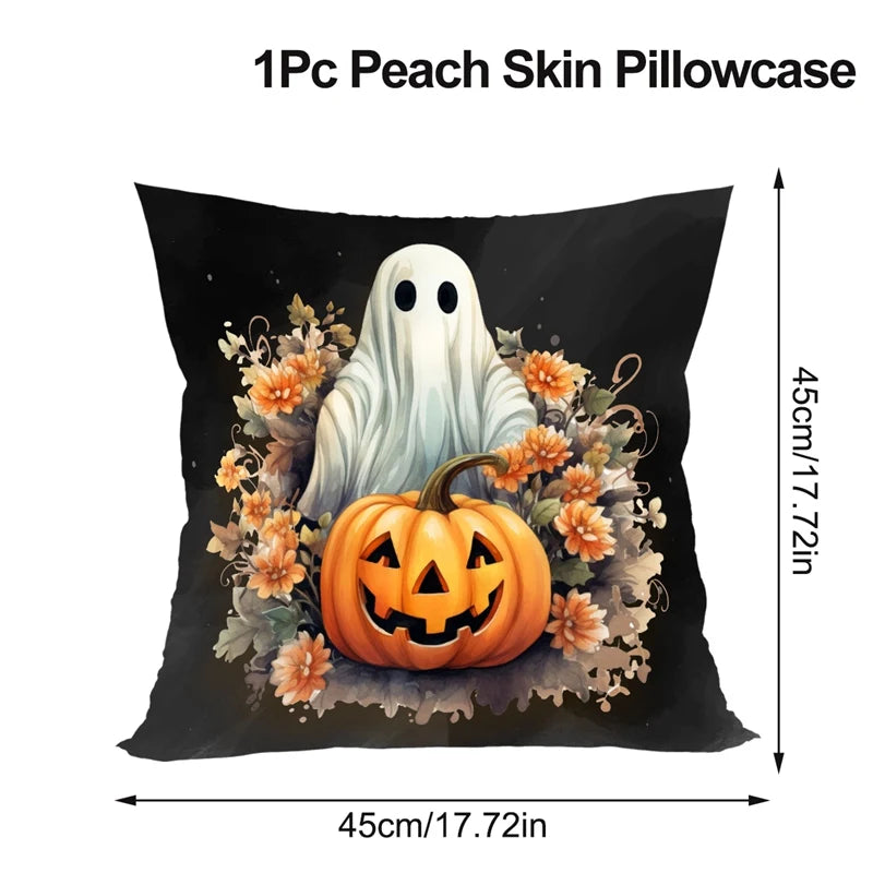 Halloween Linen Cushion Cover Trick or Treat Theme Pillowcase Cartoon Pumpkin Ghost Pillow Cover Halloween Party Decoration 2025