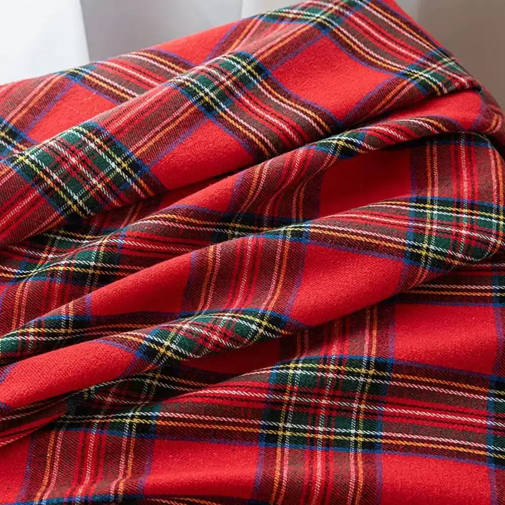 1pc Christmas Red Plaid Curtain Festive Window Decor for Holiday Kitchen Dining Room Dropshipping