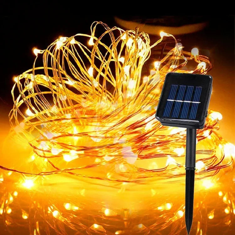 Led Solar Fairy String Lights 8 Modes Christmas Led Light Outdoor Garden Patio Wire Garland Light Christmas Lights