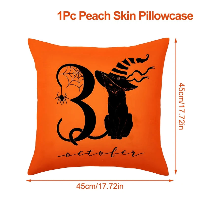 Halloween Linen Cushion Cover Trick or Treat Theme Pillowcase Cartoon Pumpkin Ghost Pillow Cover Halloween Party Decoration 2025