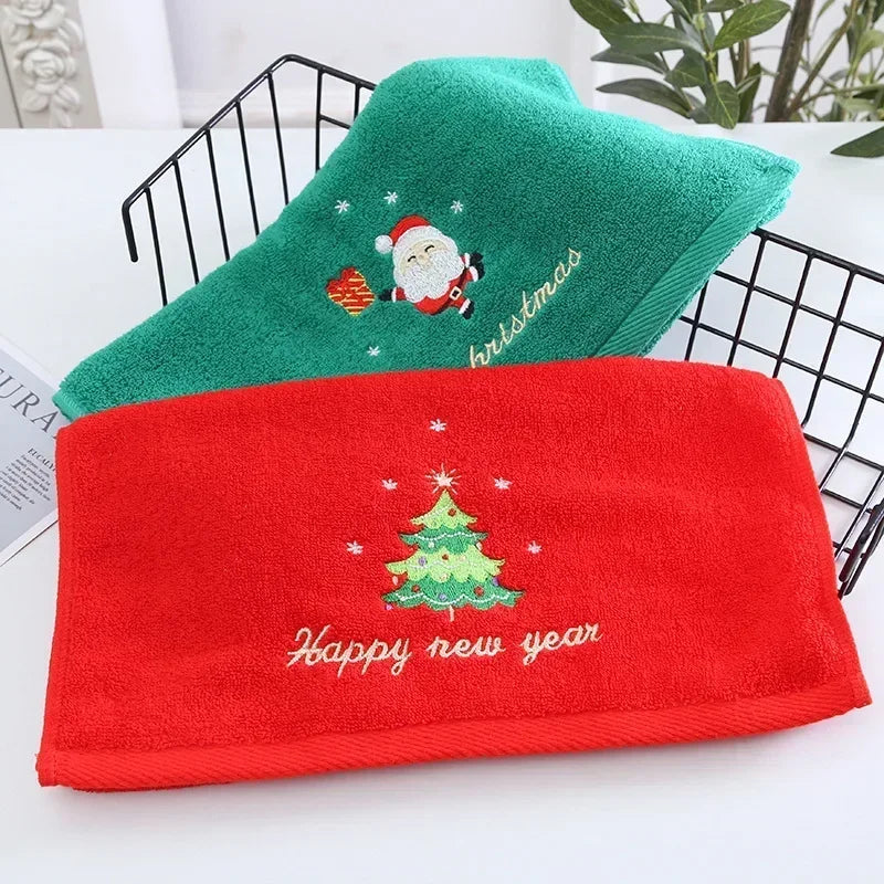 New Xmas Face Towel Christmas Decor Red Santa Claus New Year Gift Home Bathroom Washing Hand Face Towel Cloth Man Woman