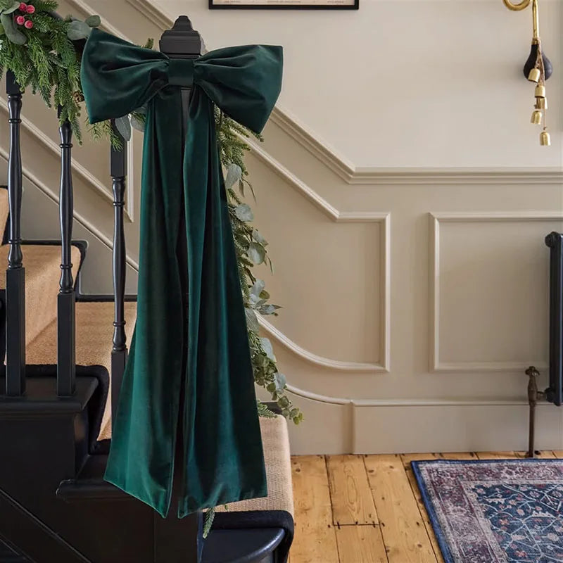 40 * 100cm Christmas Tree Big Bow Decoration Red Pink Green White Party Garden Wedding Hanging Pendant Festival Atmosphere Props