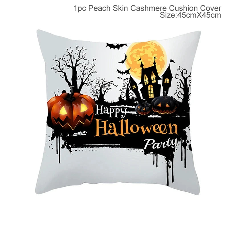 Halloween Linen Cushion Cover Trick or Treat Theme Pillowcase Cartoon Pumpkin Ghost Pillow Cover Halloween Party Decoration 2025