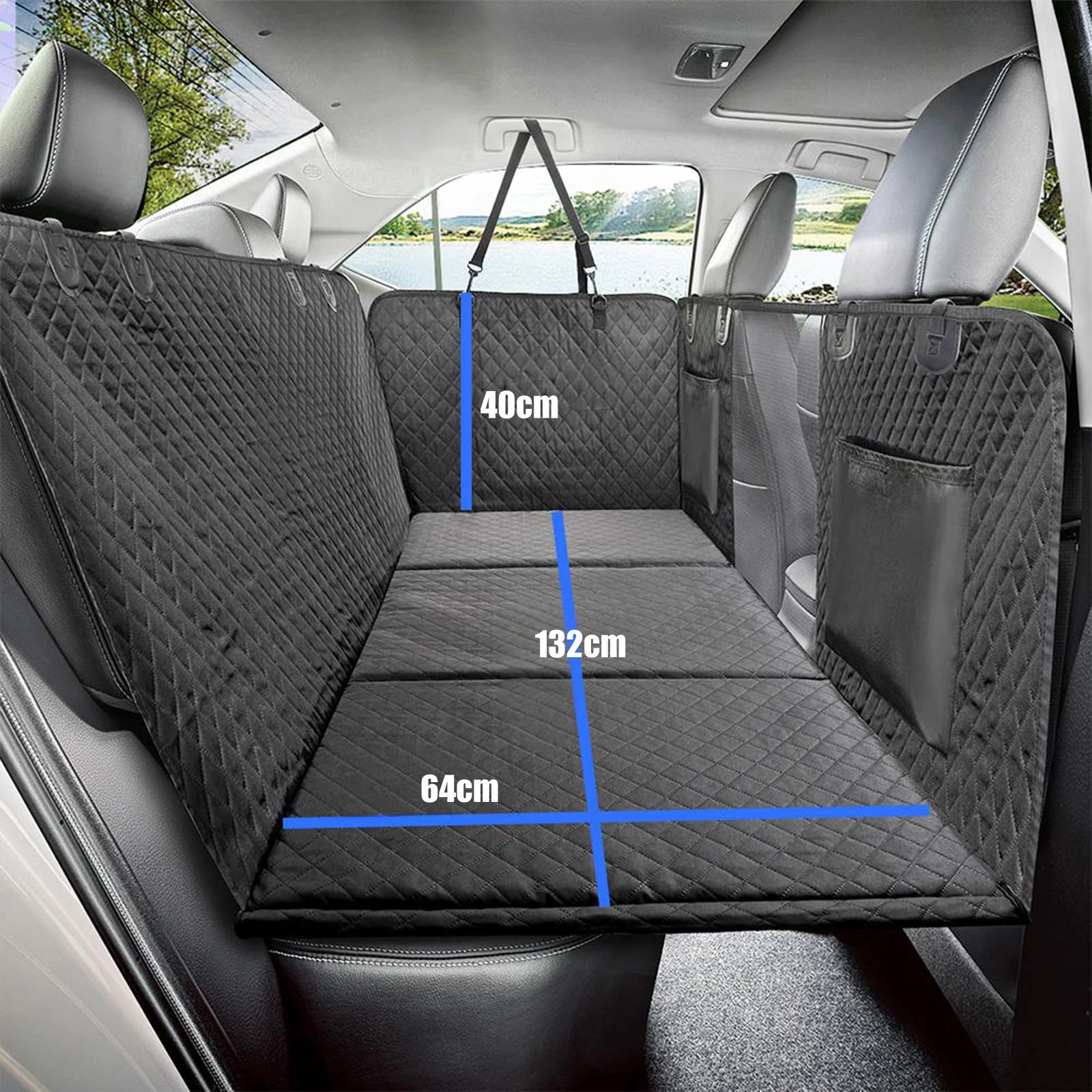 Dog Car Back Seat Extender Pet Backseat Covers with Hard Bottom Waterproof Safety Protector Hammock Carrier Mat Dogs Supplies