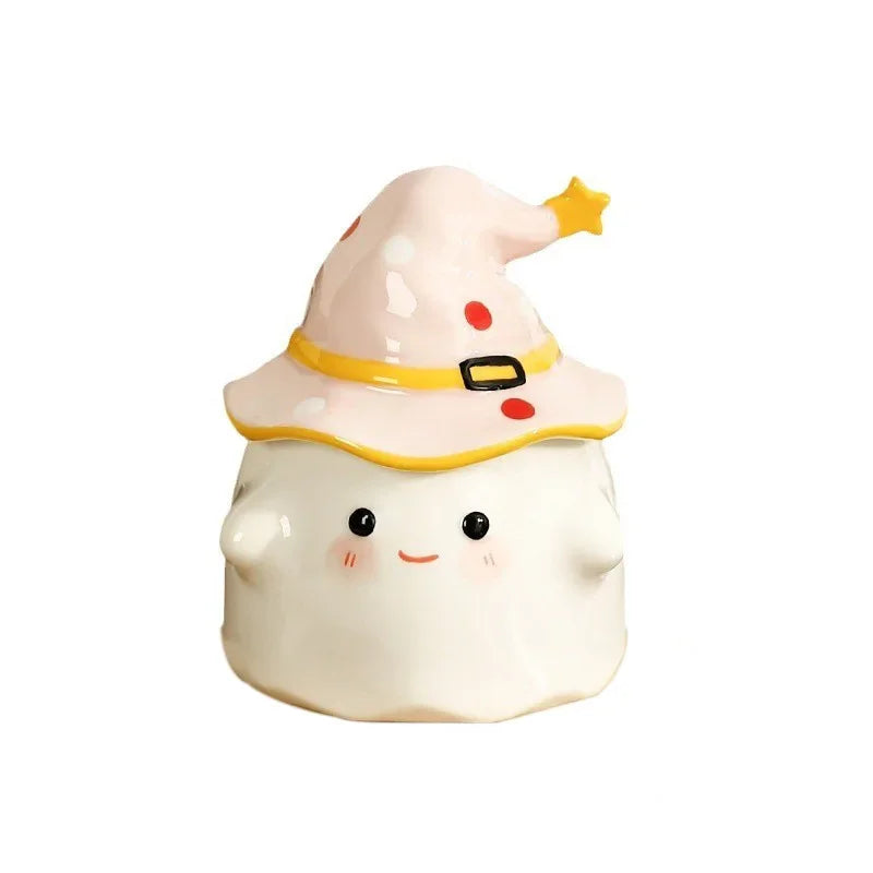 Creative Funny Ghost Ceramic Mugs Coffee Cups with Lids Office Afternoon Tea Coffee Cup Halloween Easter Gifts Friends