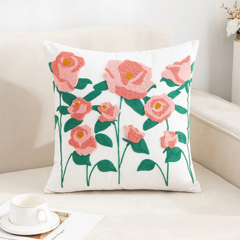 LANMOLIFE Pure Cotton Embroidery Office Cushion Pillowcase Car Cushion Cover45X45CM Lumbar Pillowcase Sofa Pillowcase