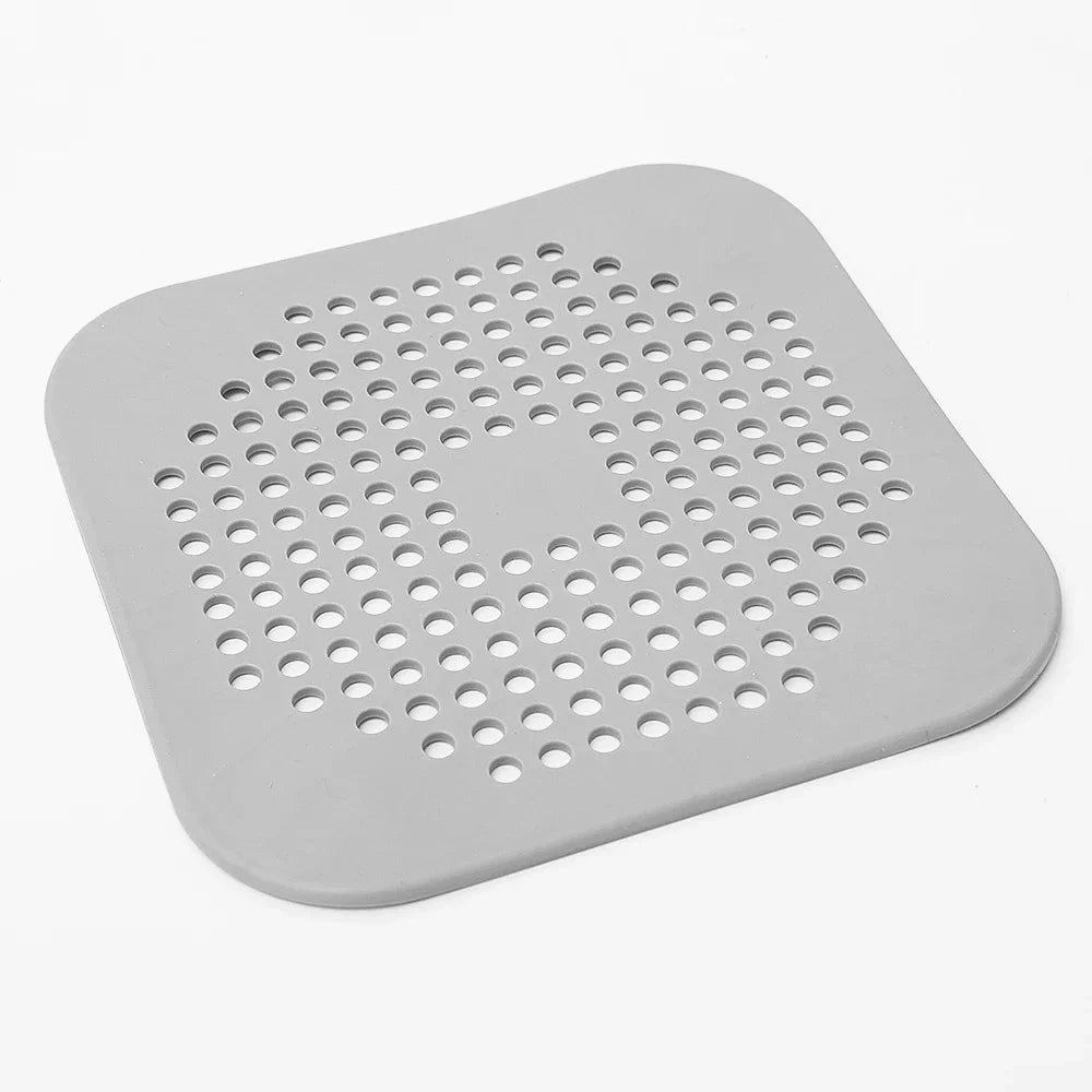 Square silicone absorbent drain for drains, kitchens, bathrooms and showers to prevent sinks from clogging the drain