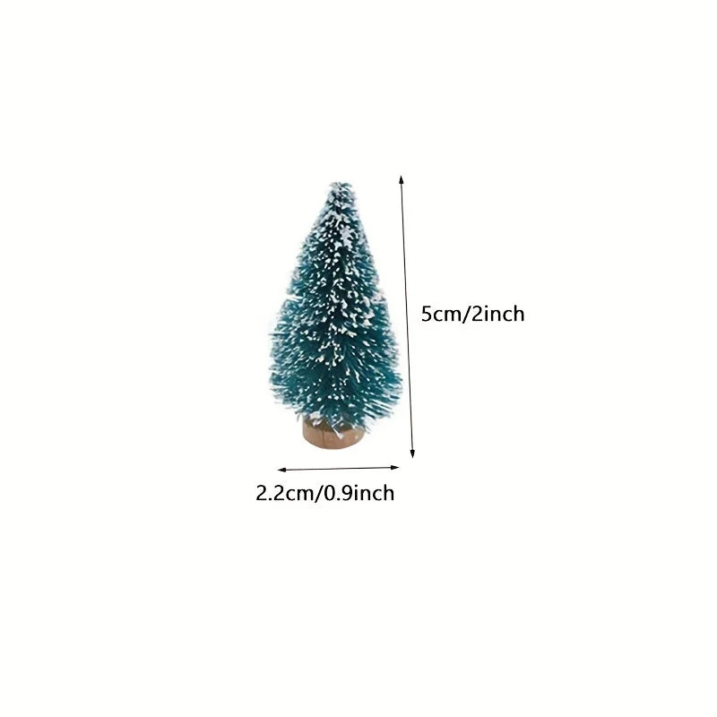 24pcs, Mini Christmas Sisal Snow Frost Tree with Wooden Bottling Brush - Perfect Desktop Tree for Christmas Party and Home Decor