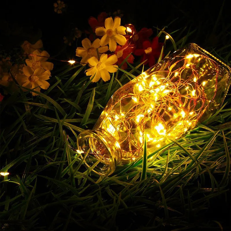 7M~42M Solar Power Fairy String Lights, Waterproof, Copper Wire, Christmas Party Garland, Outdoor Garden, Wedding