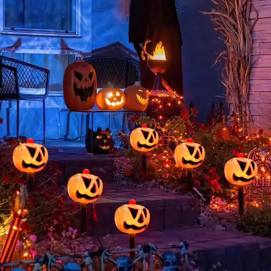 5PCS/Set Pumpkin,Ghost Solar Halloween Lights Outdoor Waterproof Pathway Light Garden Home Decoration Lamp Halloween Accessories