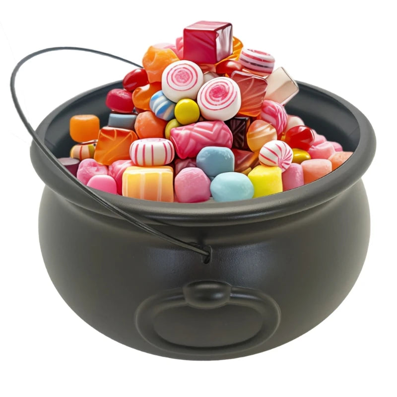 32cm Large 12Inch Black Cauldron Kettle Bucket Witches Sweets Candy Bowl for Halloween Trick or Treating Party Decoration
