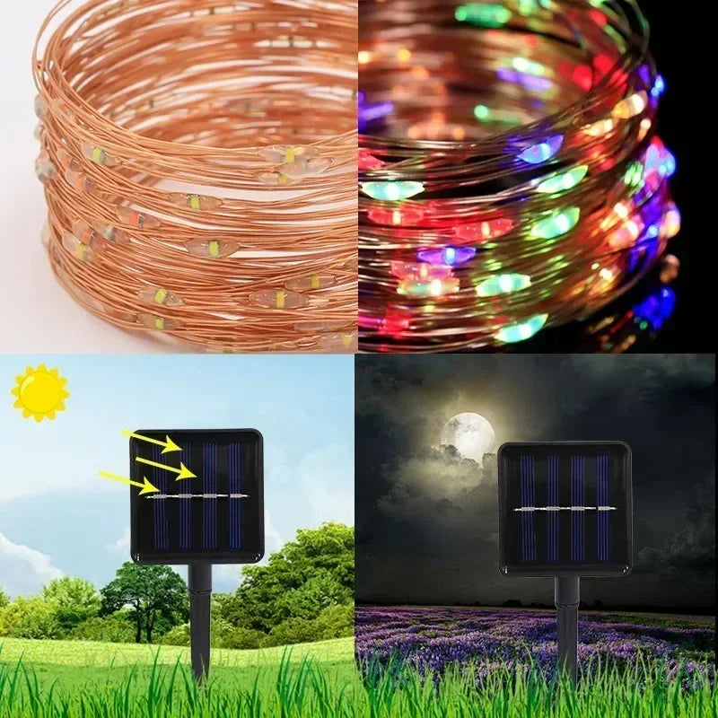 Led Solar Fairy String Lights 8 Modes Christmas Led Light Outdoor Garden Patio Wire Garland Light Christmas Lights