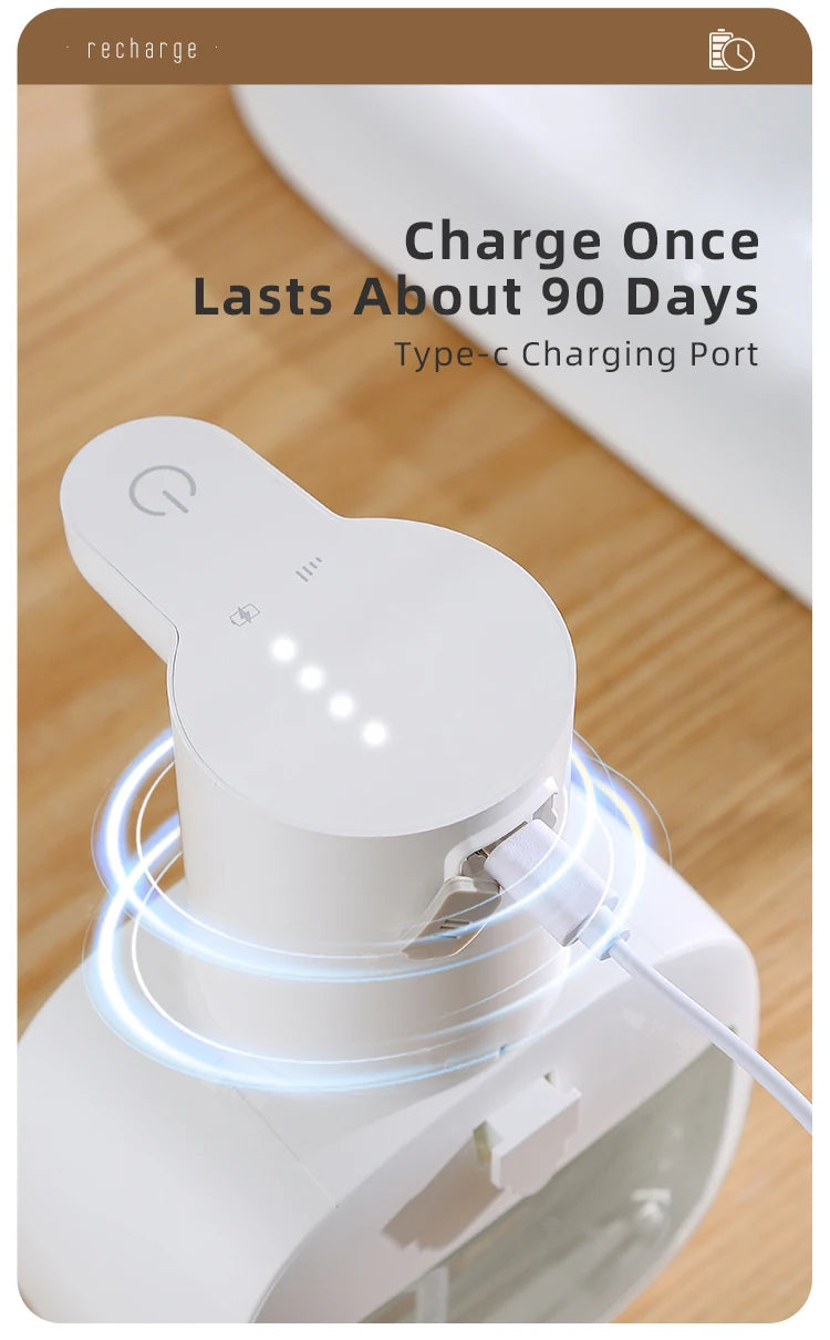 New Wall Mounted Automatic Soap Dispenser Foam Smart Hand Washing Machine 500ml Liquid Rechargeable Bathroom Induction Sensor