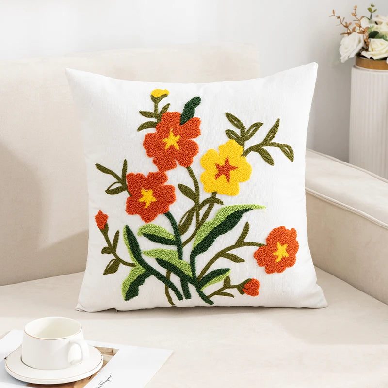 LANMOLIFE Pure Cotton Embroidery Office Cushion Pillowcase Car Cushion Cover45X45CM Lumbar Pillowcase Sofa Pillowcase