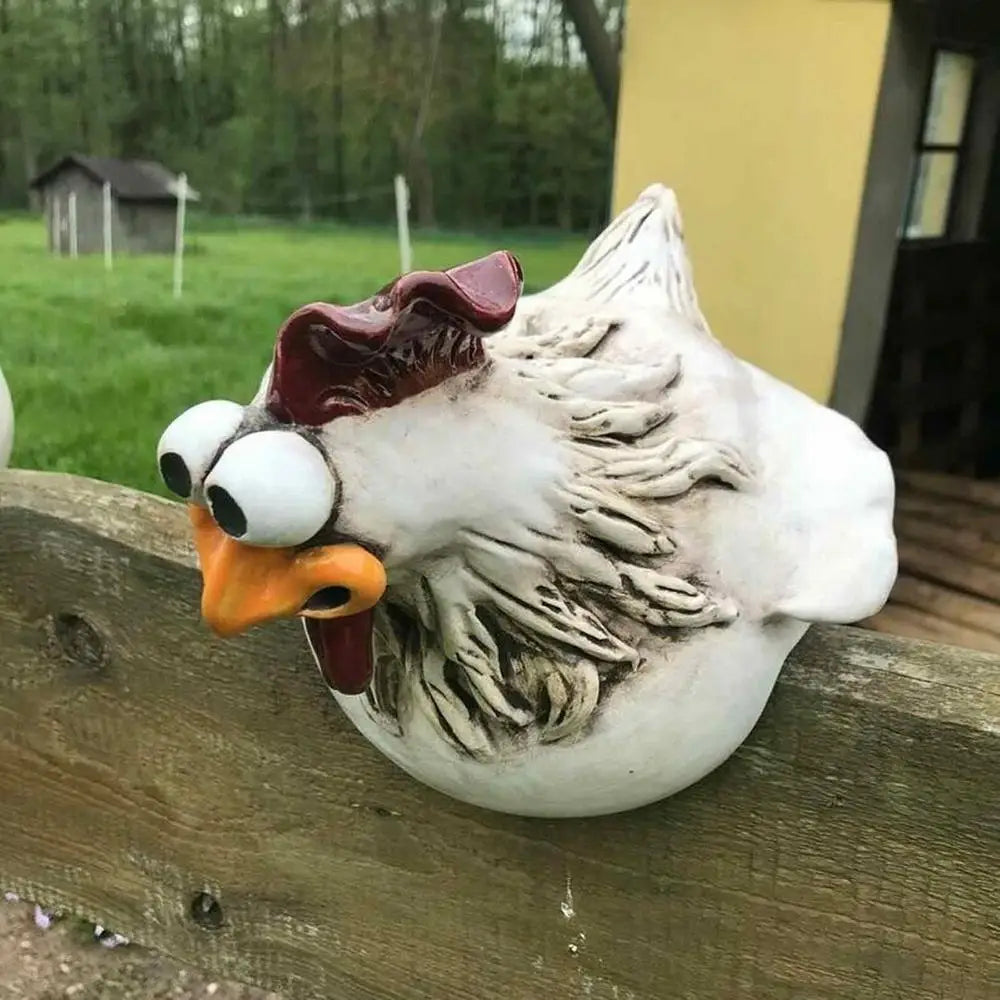 1PC Chicken Fence Decor Statues Resin Garden Farm Yard Chicken Hen Sculpture Art Craft Courtyard Housewarming Home Decoration