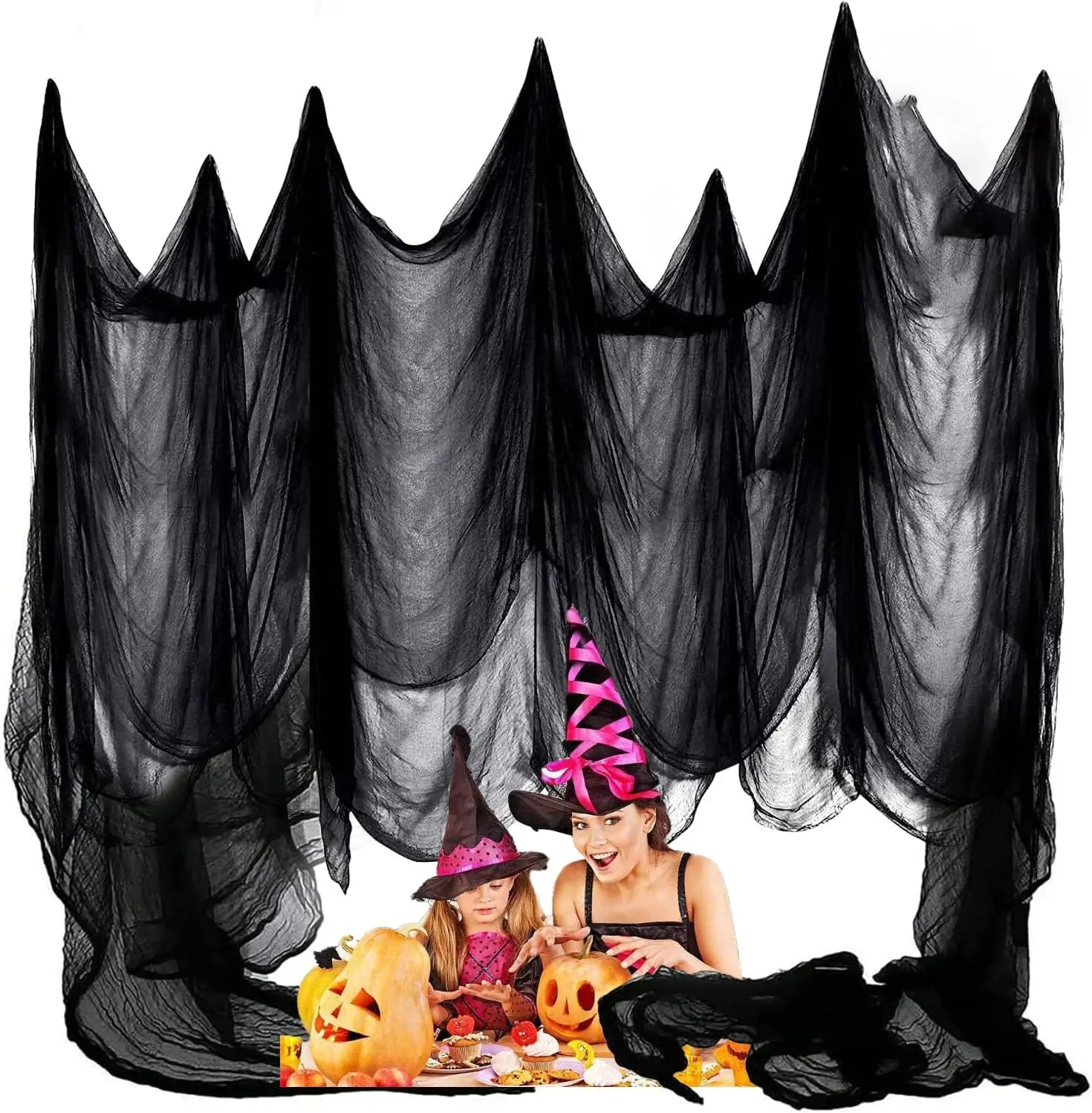 Halloween Black Gauze Outdoor Hanging Scary Gauze Ghost Cloth for Haunted House Scene Props Halloween Party Decoration Props