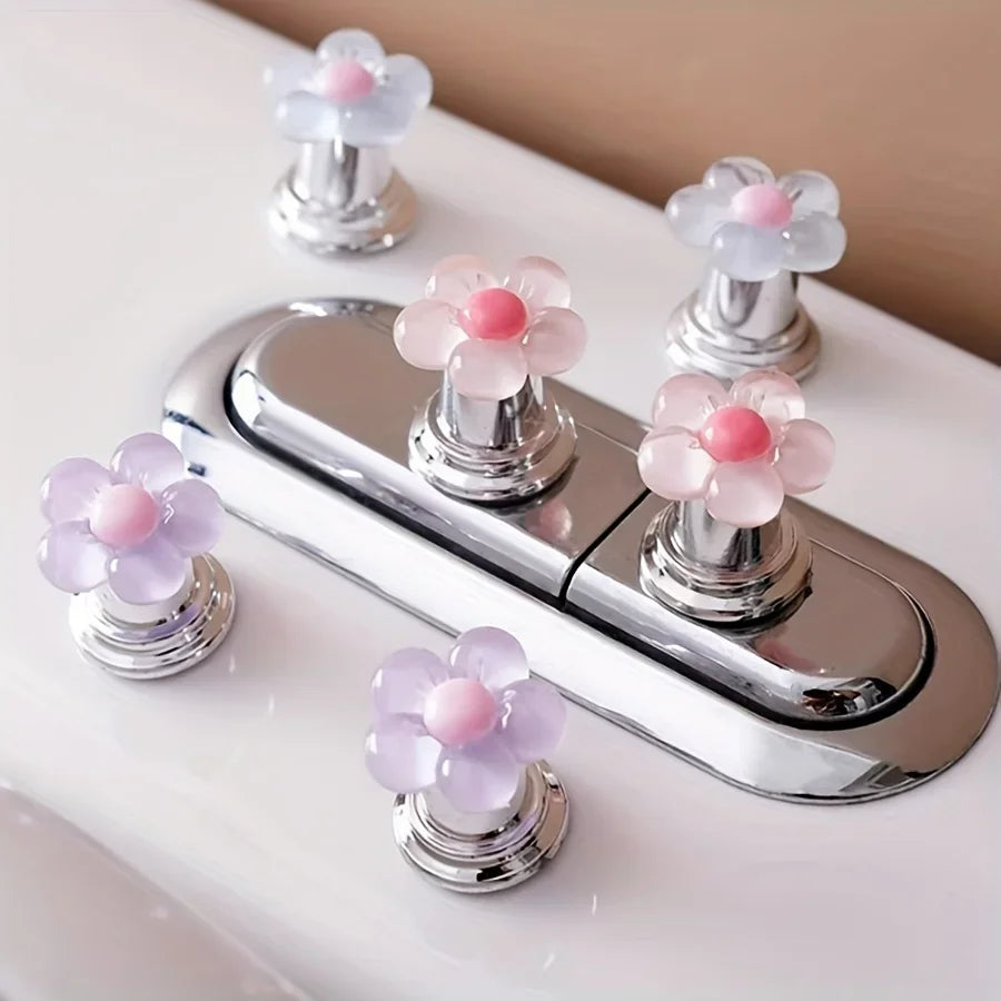 Essential Floral Toilet Flush Handle for Bathroom - Fashionable Bathroom Accessory, Long Nail Design, Easy to Press