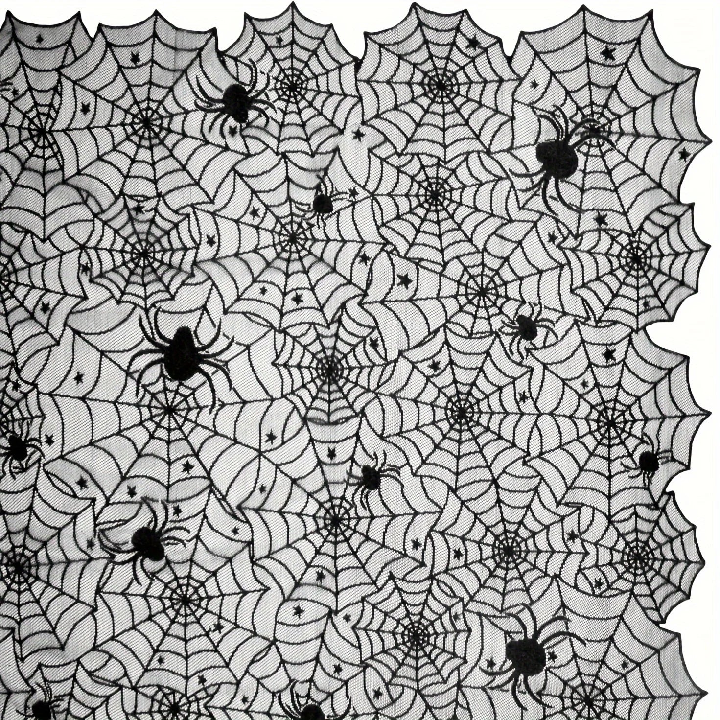 Black Lace Spider Web Tablecloth - Halloween Decoration,Suitable for Fireplace,Fireplace Rack,Kitchen,and Party Table Decoration