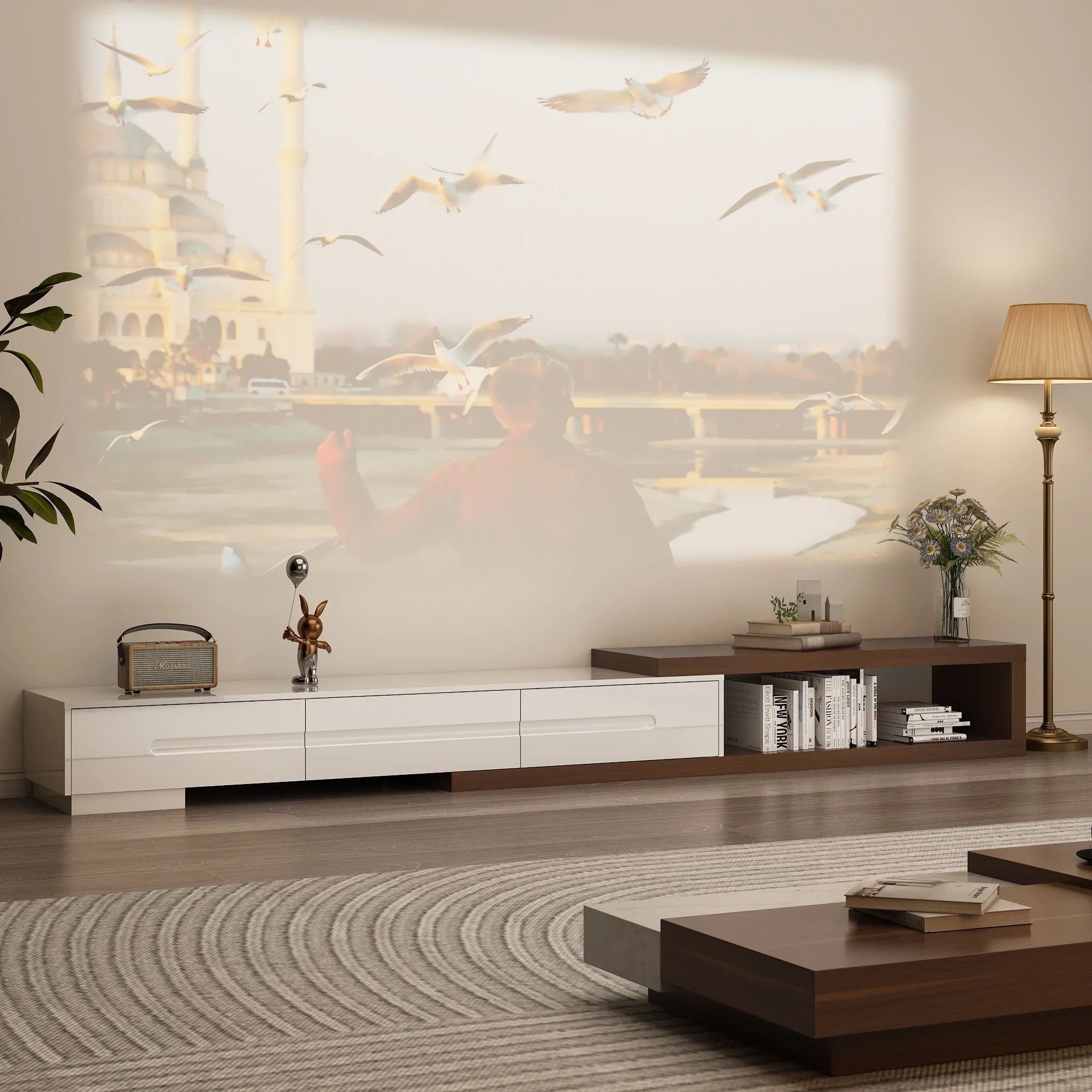 82-110'' Extendable TV Stand for Up to 120