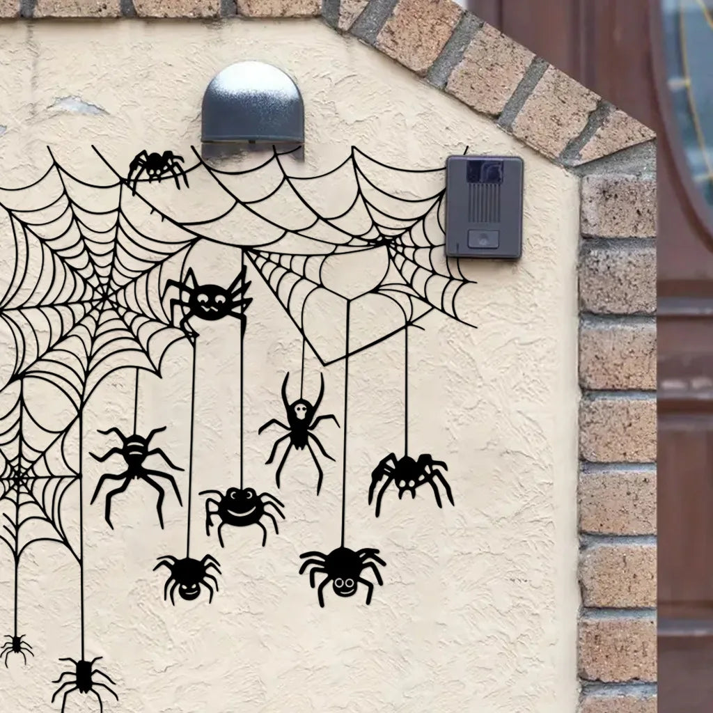 Halloween Wall Sticker Spooky Halloween Door Topper Wall Sticker Set Witch Ghost Black Cat Spiderweb Pumpkin Window for Festive