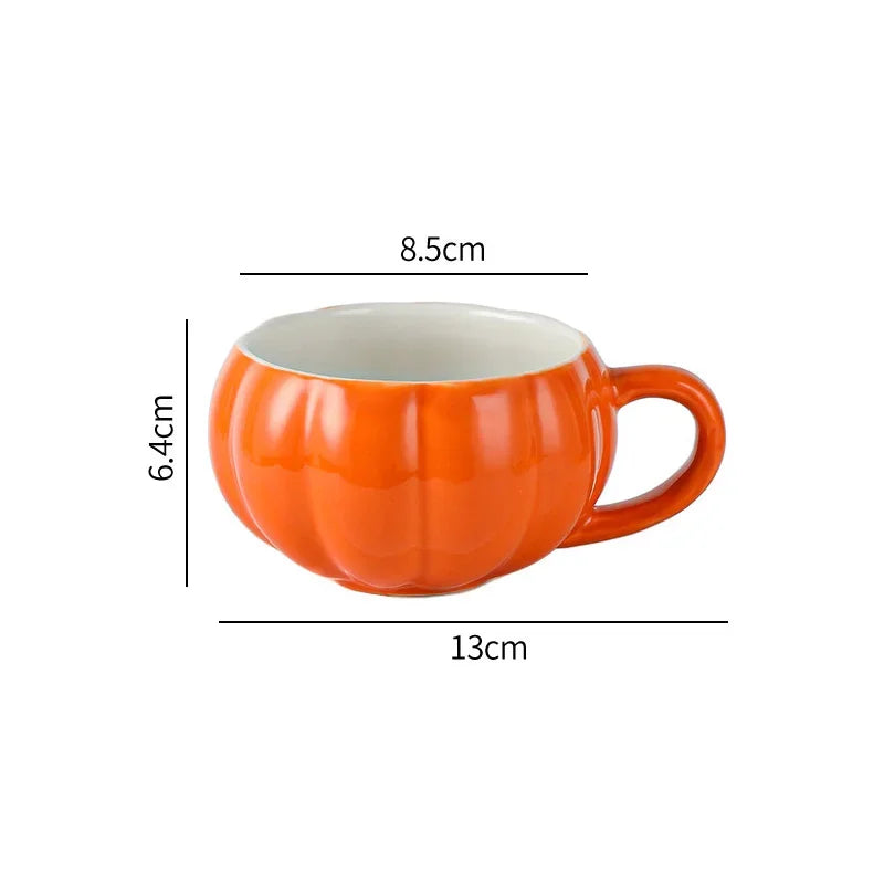 Pumpkin Mug Ceramic Cup with Spoon Halloween Creative with Handle Scalding-proof Cute Style Breakfast Milk Cups Coffee Mug