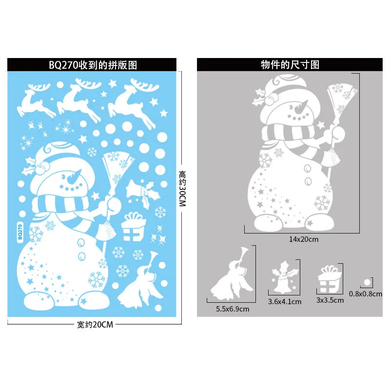 2025 Christmas Window Glass Stickers White Santa Claus Snowman Snowflake Xmas Tree Window Stickers Kids DIY Happy New Year 2026