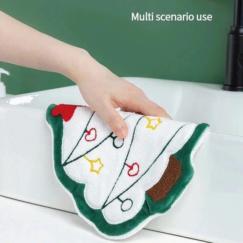 New Cartoon Snowman Christmas Towel - Coral Fleece Absorbent Cleaning Cloth for Kitchen Bathroom Xmas Gifts