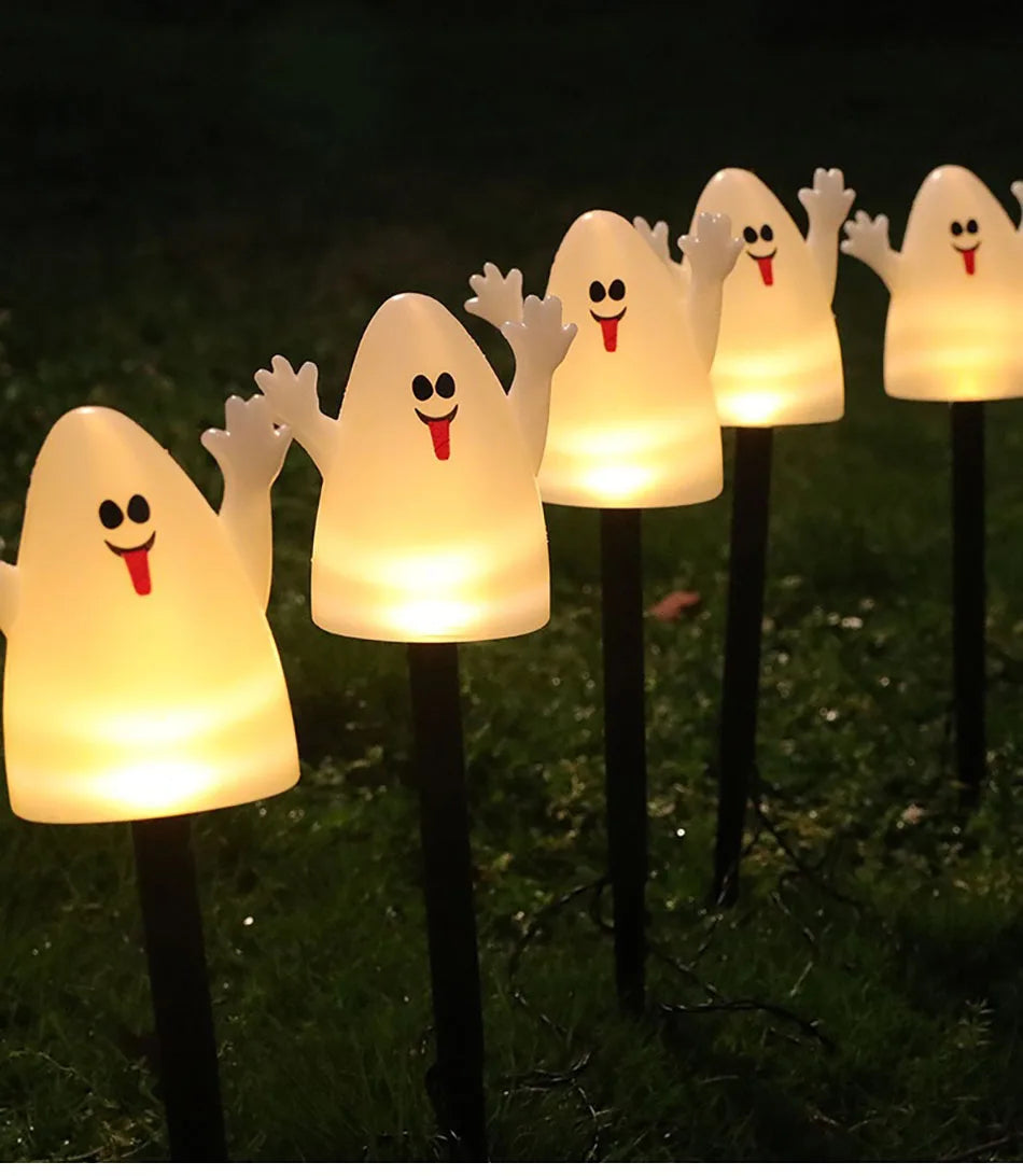 5PCS/Set Pumpkin,Ghost Solar Halloween Lights Outdoor Waterproof Pathway Light Garden Home Decoration Lamp Halloween Accessories