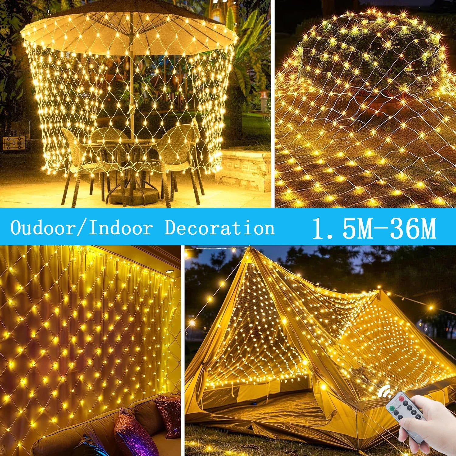 1M-36M LED Outdoor Fishing Net Christmas Fairy Lights Festoon Garden Street Garland Curtain Wedding Tree Ramadan Decoration 2026
