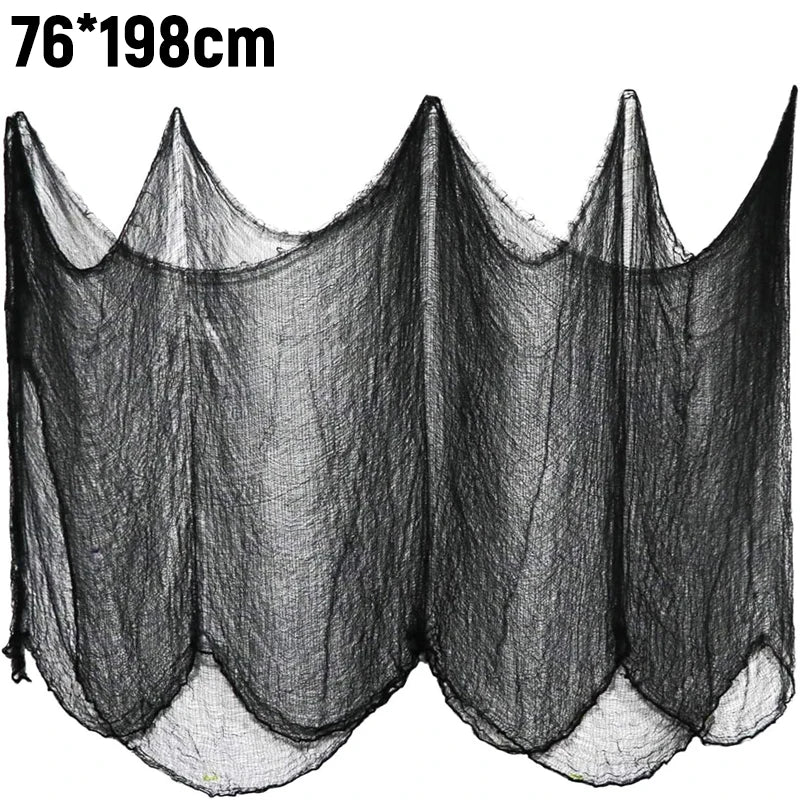 Halloween Black Gauze Outdoor Hanging Scary Gauze Ghost Cloth for Haunted House Scene Props Halloween Party Decoration Props