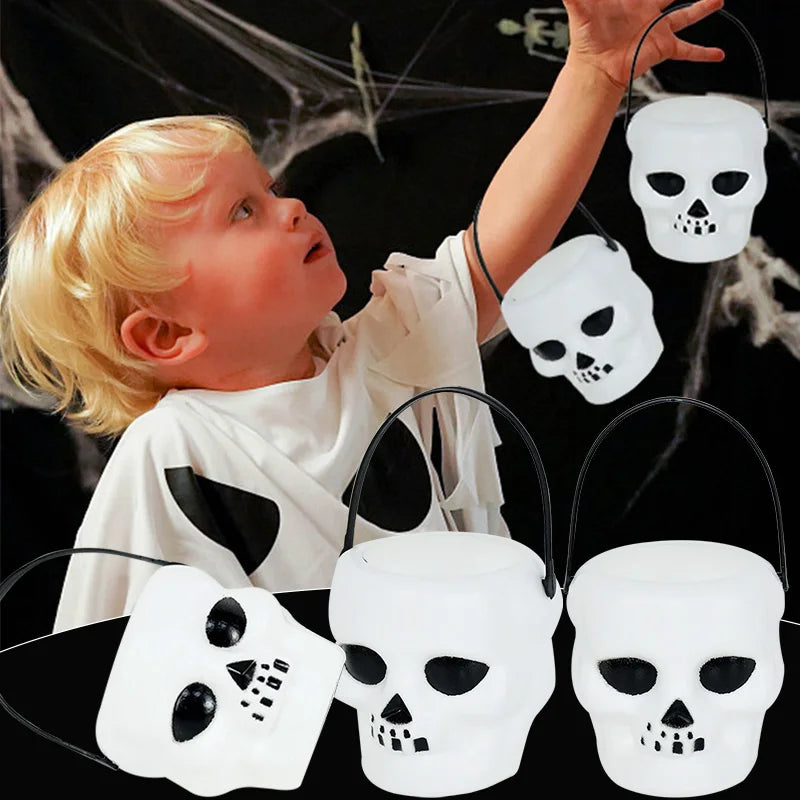 6pcs Halloween Witch Cauldron Candy Jar Trick Or Treat Skull Wizard Pot Cookies Gift Buckets For Kids Halloween Party Home Decor