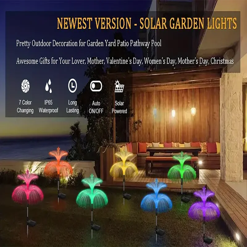 LED Solar Jellyfish Garden Lights Outdoor Waterproof Christmas Ornaments Yard Balcony Lawn Decoration Solar Powered Flowers Lamp