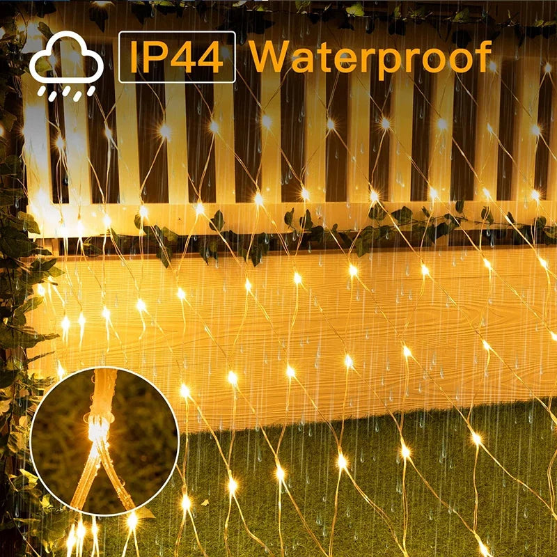 1M-36M LED Outdoor Fishing Net Christmas Fairy Lights Festoon Garden Street Garland Curtain Wedding Tree Ramadan Decoration 2026