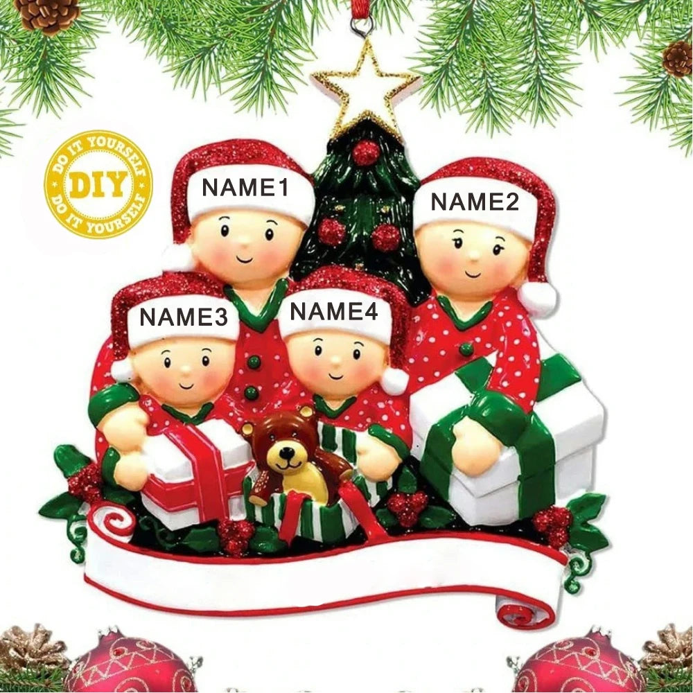 Personalized Family Christmas Ornament Cartoon Pendant Christmas Tree Hanging New Year 2024 Gift Xmas Tree Decoration for Home