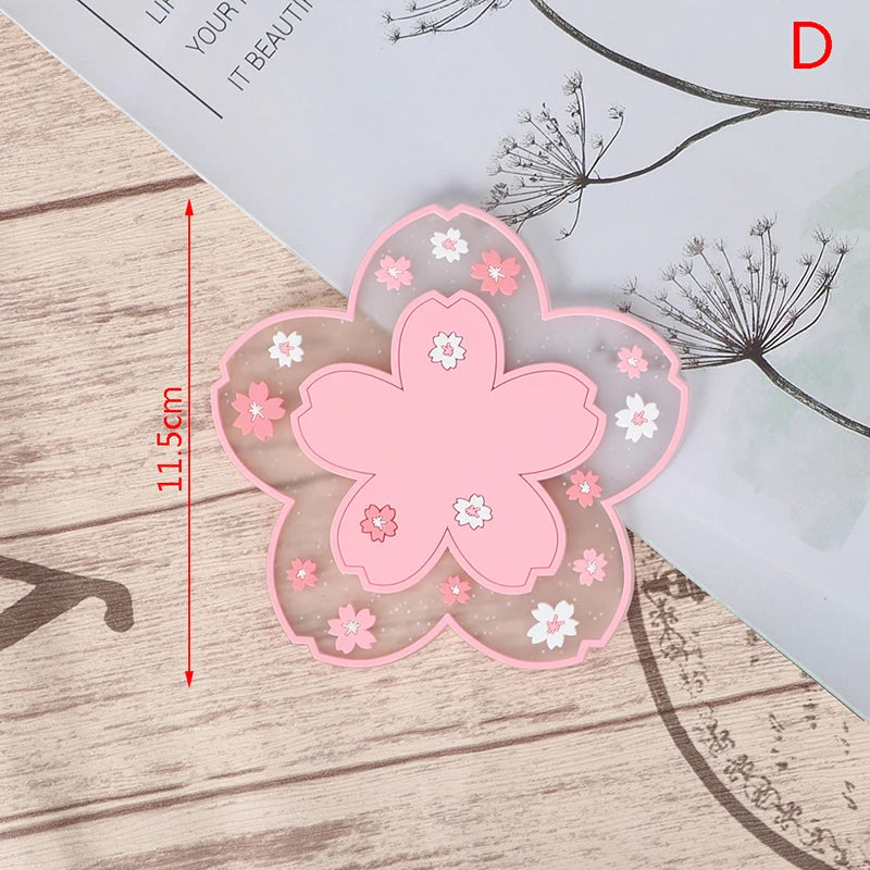 Cherry Blossom Heat Insulation Pad Dining Table Mat Anti-skid Cup pads Non-slip Coaster Kitchen Accessories Coasters Table Mat
