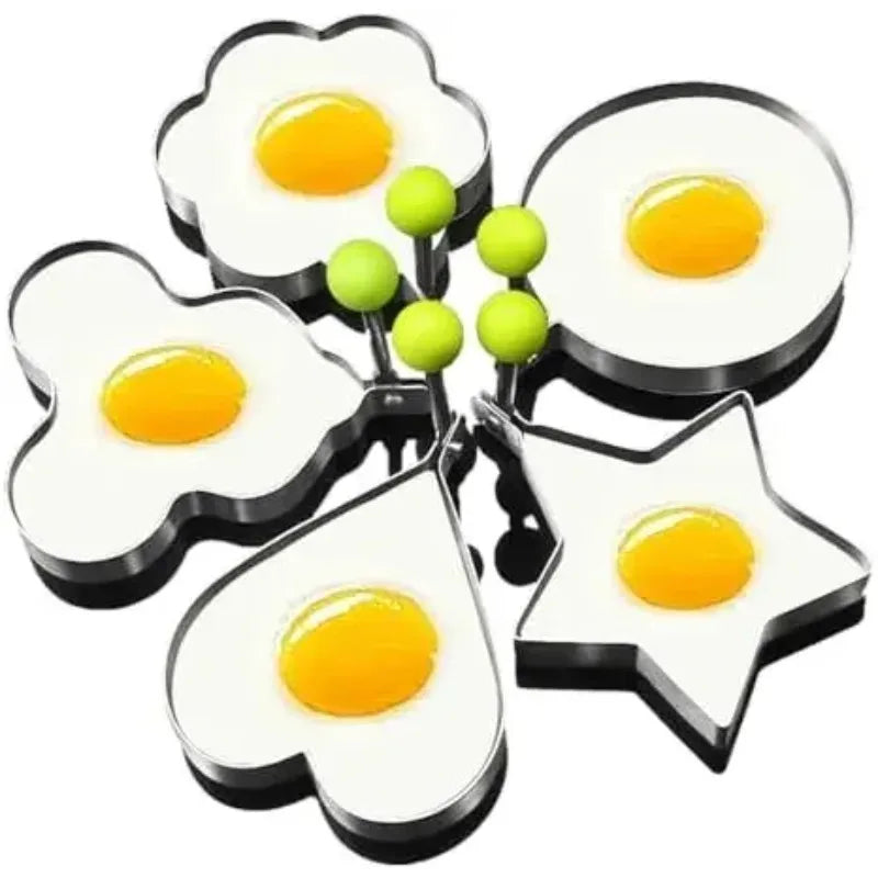 5Pcs Stainless Steel Eggs Rings Mold With Handle,Round Non-stick Pancake Omelette Mold For Griddle,Egg Shaper Home Kitchen Items
