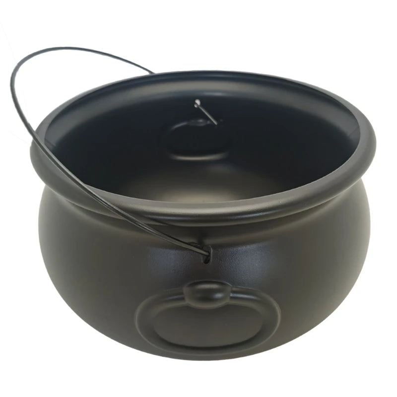 32cm Large 12Inch Black Cauldron Kettle Bucket Witches Sweets Candy Bowl for Halloween Trick or Treating Party Decoration