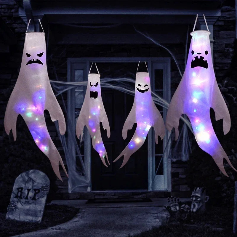 Hanging Ghost Halloween LED Luminous Ghost Children's Gift Scary Party Props Home Outdoor Courtyard Bar Hanging Decorations