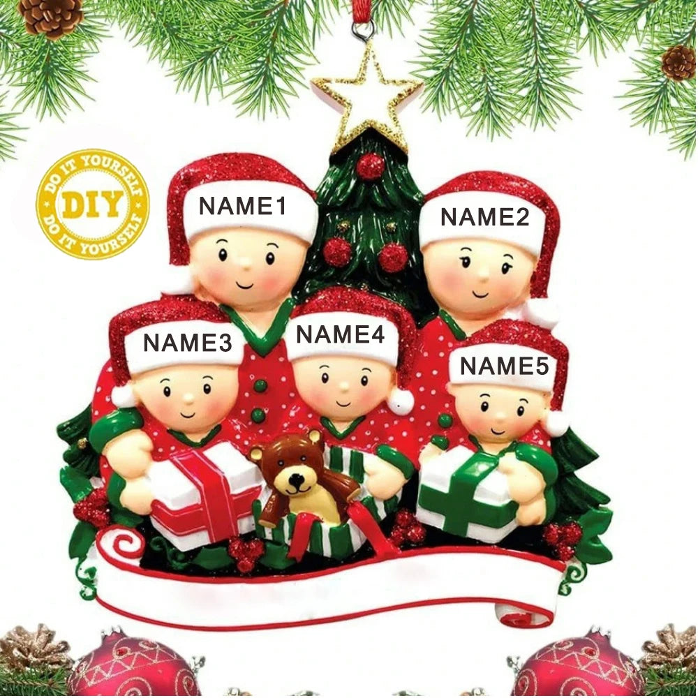 Personalized Family Christmas Ornament Cartoon Pendant Christmas Tree Hanging New Year 2024 Gift Xmas Tree Decoration for Home