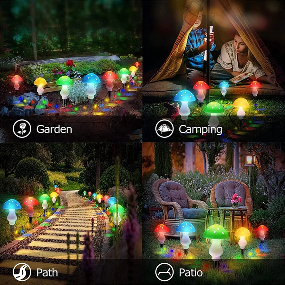 12LEDS Solar Panel Mushroom Fairy Light Garden Outdoor Decor Waterproof Night Lamp Yard For Christmas Wedding Party Decoration